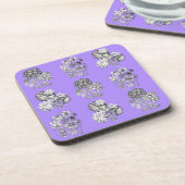 Monochrome bloemen op lila achtergrond bier onderzetter (Linkerzijde)