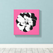 Monochrome Bloemen op Roze – Bold Graphic Canvas Afdruk (Insitu (Houten vloer))