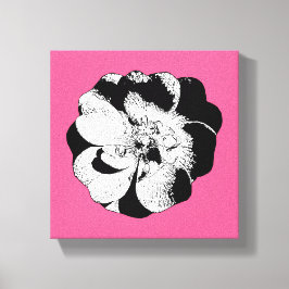 Monochrome Bloemen op Roze – Bold Graphic Canvas Afdruk