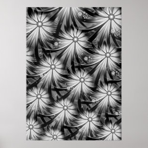 Monochrome bloemen poster