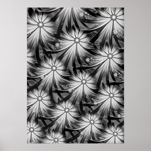 Monochrome bloemen poster (Voorkant)
