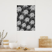 Monochrome bloemen poster (Keuken)