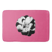 Monochrome Bloemen Roze Pop Badmat (Voorkant)
