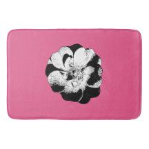 Monochrome Bloemen Roze Pop Badmat