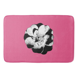Monochrome Bloemen Roze Pop Badmat