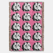 Monochrome Bloemen Roze Pop Gooi Deken (Voorkant Verticaal)
