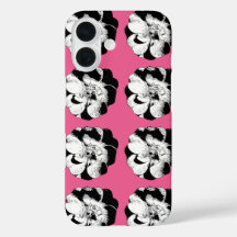 Monochrome Bloemen Roze Pop Telefoonhoes