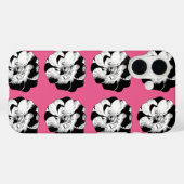 Monochrome Bloemen Roze Pop Telefoonhoes Case-Mate iPhone Case (Achterkant (horizontaal))