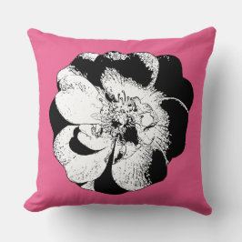 Monochrome Bloemen Sierkussen op Helder Roze