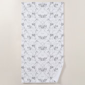 Monochrome Bloemen Strandlaken (Voorkant)