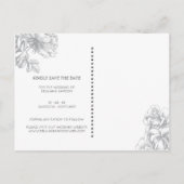 Monochrome bloemenbruiloft Bewaar de datum Briefka Aankondigingskaart (Achterkant)