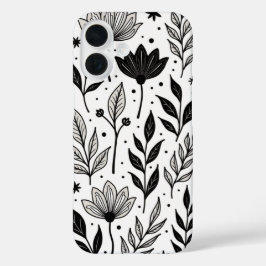 "Monochrome bloemige elegantie: een -geïnspireerd iPhone 16 Hoesje