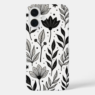 "Monochrome bloemige elegantie: een -geïnspireerd iPhone 16 Hoesje