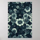 Monochrome bloemige elegantie: zwart en wit poster (Voorkant)