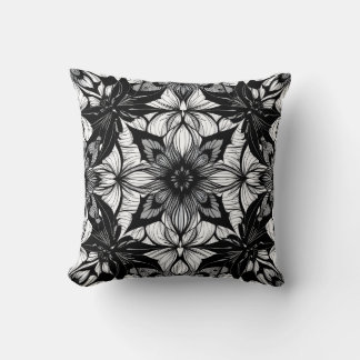 Monochrome bloemige kant medaillon patroon kussen