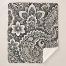 Monochrome bloemige Paisley-elegantie