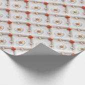 Monochrome bloemroosterwikkel cadeaupapier (Hoek)