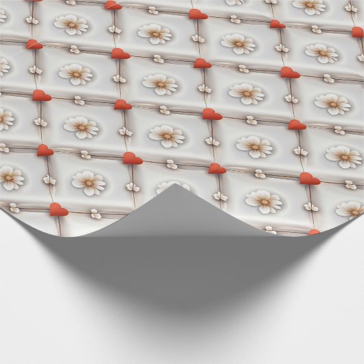 Monochrome bloemroosterwikkel cadeaupapier (Hoek)