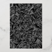 Monochrome bloemstukken en zilveren folie verjaard folie uitnodiging (Achterkant)