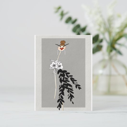 Monochrome bloesems briefkaart (Staand voorkant)