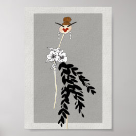 Monochrome bloesems poster