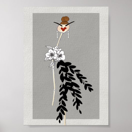 Monochrome bloesems poster (Voorkant)