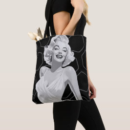 Monochrome Blond uit de jaren 50 over Black Hexago Tote Bag