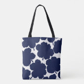 Monochrome Bloom Navy White Tote Bag (Achterkant)