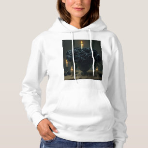 Monochrome Bloom – Witte Hoodie met Zwarte Bloem