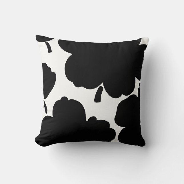Monochrome Bloom Zwart & Wit Kussen (Voorkant)