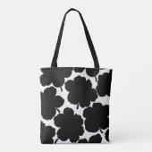 Monochrome Bloom Zwart & Wit Tote Bag (Achterkant)