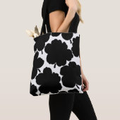 Monochrome Bloom Zwart & Wit Tote Bag (Dichtbij)