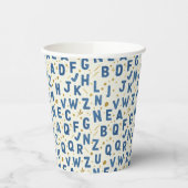 Monochrome Blue Alphabet Papieren Bekers (Links)