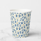 Monochrome Blue Alphabet Papieren Bekers (Rechts)