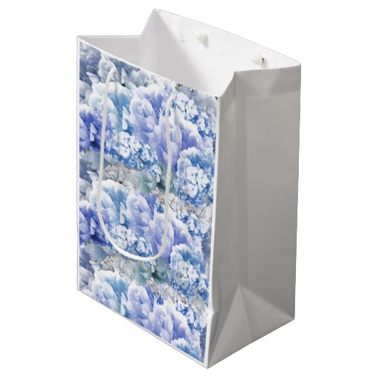 Monochrome Blue, gemengd, Bouquet, medium Gift Bag Cadeauzakje (Voorkant Gekanteld)