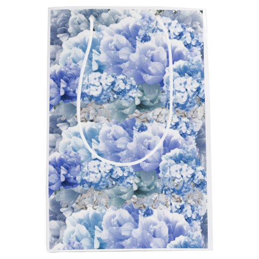 Monochrome Blue, gemengd, Bouquet, medium Gift Bag Cadeauzakje (Voorkant)