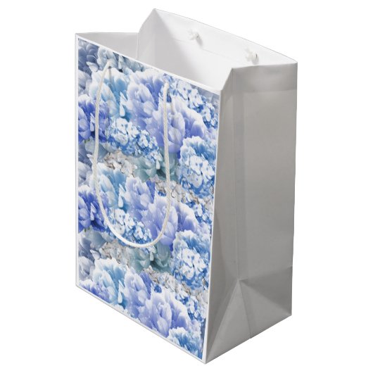 Monochrome Blue, gemengd, Bouquet, medium Gift Bag Cadeauzakje (Achterkant Gekanteld)