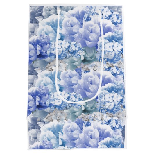 Monochrome Blue, gemengd, Bouquet, medium Gift Bag Medium Cadeauzakje (Achterkant)