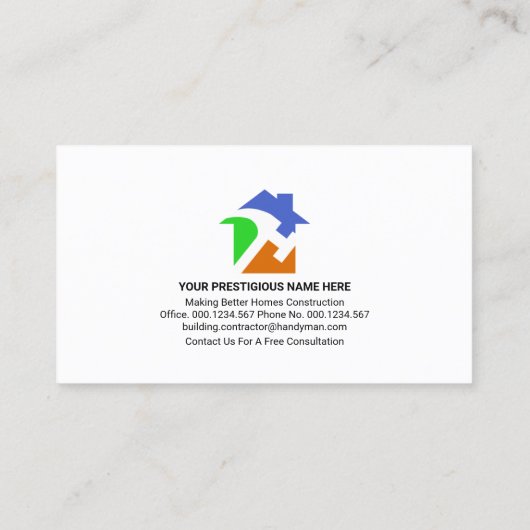 Monochrome Blue Layers Handyman Home Tools Visitekaartje (Achterkant)