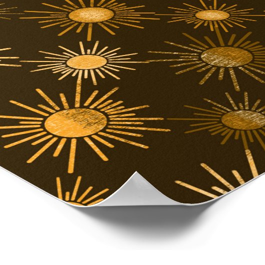 Monochrome boho-zonnepatroon poster (Hoek)