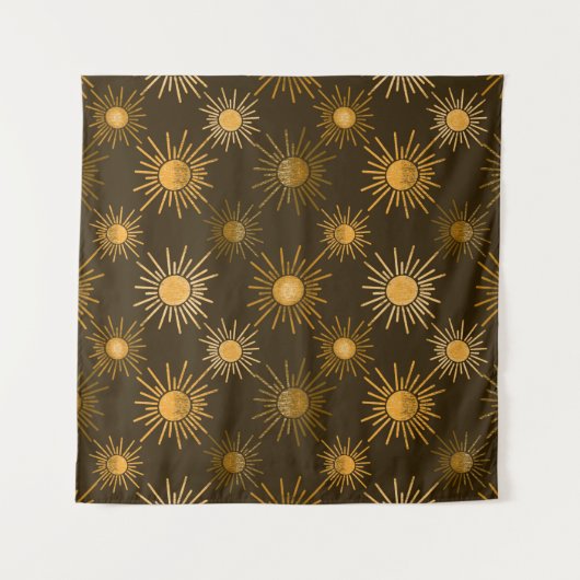 Monochrome boho-zonnepatroon wandkleed (Voorkant)