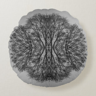 Monochrome Boomreflectie Ronde Kussen