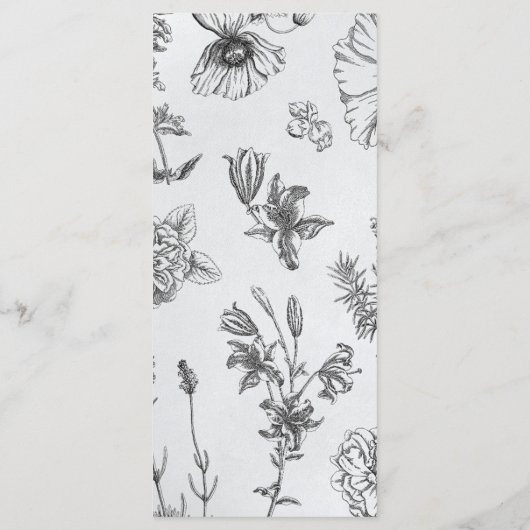  monochrome botanische bruiloft menu (Achterkant)
