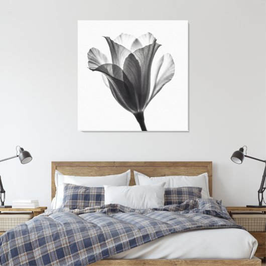 Monochrome botanische fijne kunst foto canvas afdruk (Insitu (Slaapkamer))