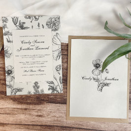  Monochrome Botanische Huwelijksuitnodiging Kaart
