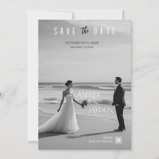 Monochrome bruiloft uitnodiging (Voorkant)