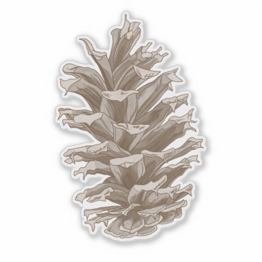 Monochrome Bruine Pinecone Sticker (Voorkant)