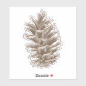 Monochrome Bruine Pinecone Sticker (Vel)
