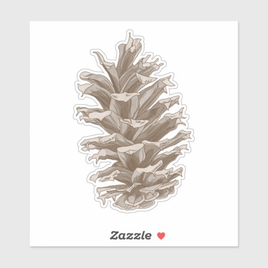 Monochrome Bruine Pinecone Sticker (Vel)