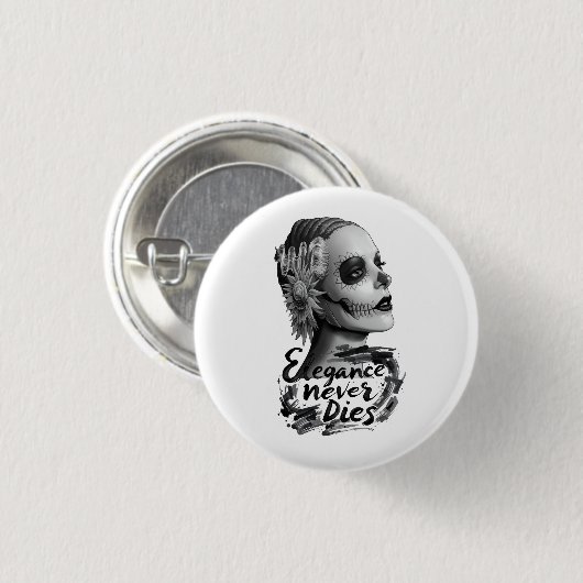 Monochrome Calavera Ronde Button 3,2 Cm (Voorkant /achterkant)